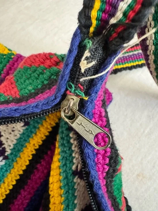 Vintage Guatemalan Handwoven Boho Bag - Vibrant Mayan Geometric Design - Picture 7 of 16